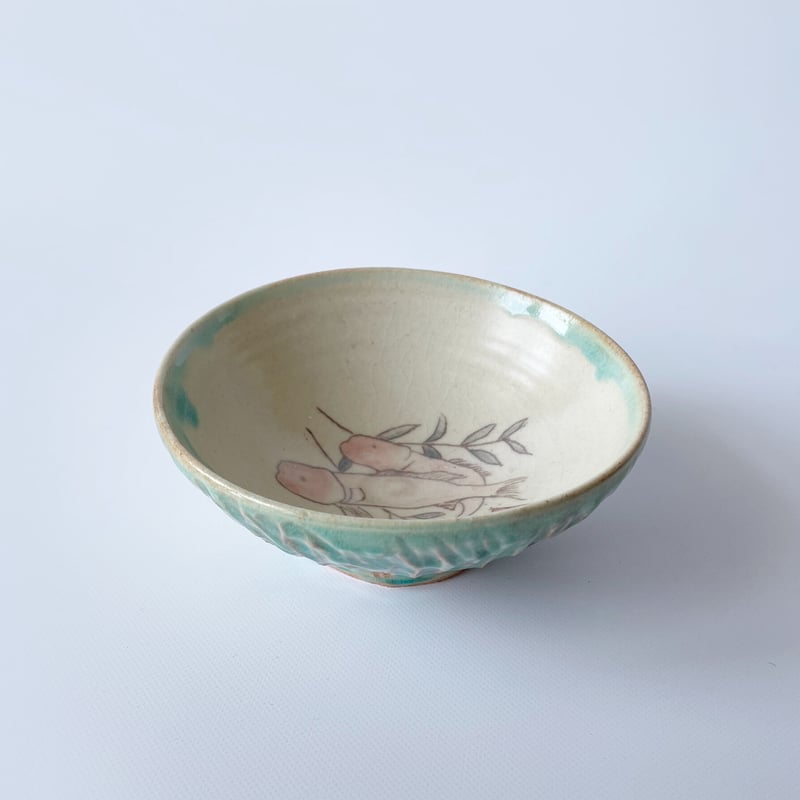 茶碗 角りわ子/白玉釉黒緑茶碗
