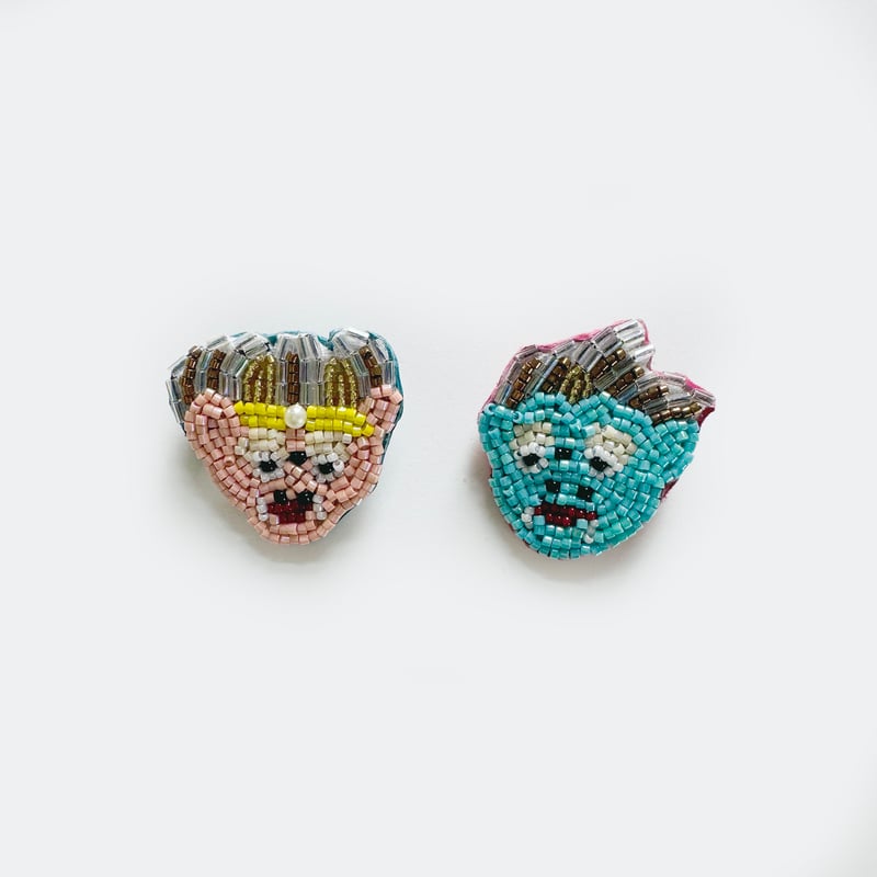 吉丸 睦 ／ ビーズ刺繍 ｜風神雷神ブローチ | はちみせ （83）