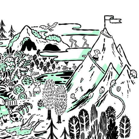 ひらのりょう ／ YARN FOREST MAP ビッグシルエットTシャツ｜サンドベージュ