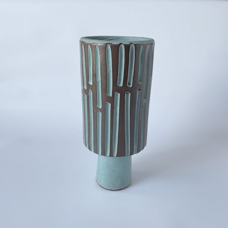 VRANA ／ VENDANGE  ミントチョコな削り模様花器
