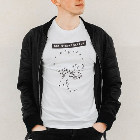 83 original ／ Skull 蓄光 Tシャツ｜One-Stroke Sketch：Black