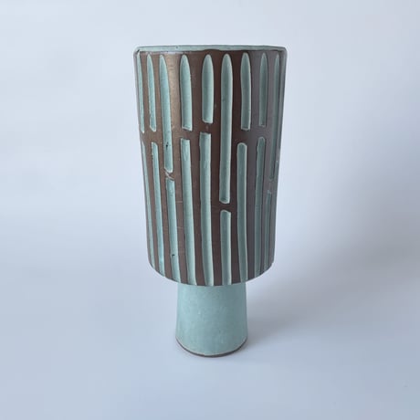 VRANA ／ VENDANGE  ミントチョコな削り模様花器