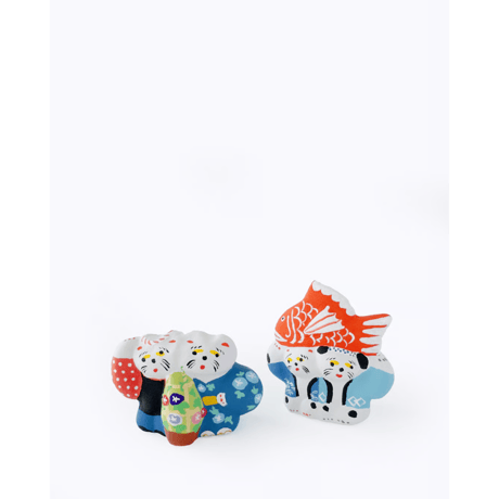 habotan ／ 土人形（特大) ｜あさがお市の売り子猫と浴衣猫：03