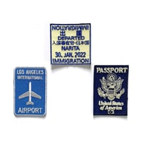刺繍ワッペン フライト3枚セット ｜出国スタンプ・エアポート・パスポート ：05