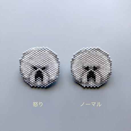 のそ子 ／ ビションフリーゼ ビーズブローチ