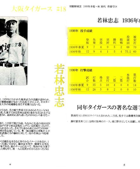 別冊 野球雲/初代 背番号18番/1936年春夏～秋