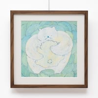 華 原画「くまぎゅ 水色」