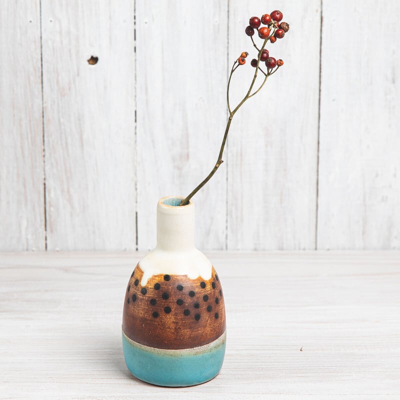 手付き花器 花器「ミニ花瓶 金彩桜花鳥図」 金龍窯 江口天童 有田焼 陶磁器