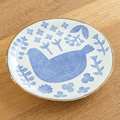 かとうようこ 陶作品「丸皿 18cm・とり」