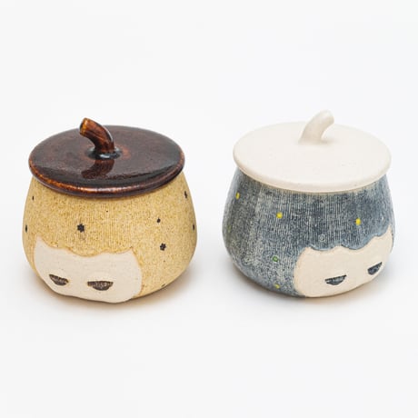 谷村仁美 陶作品「蓋物・女の子」