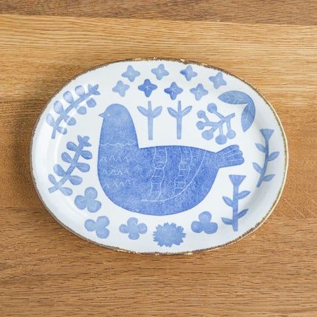 かとうようこ 陶作品「オーバル皿 中・とり」