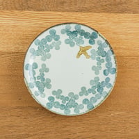 かとうようこ 陶作品「丸皿 15cm・みつば（緑）」