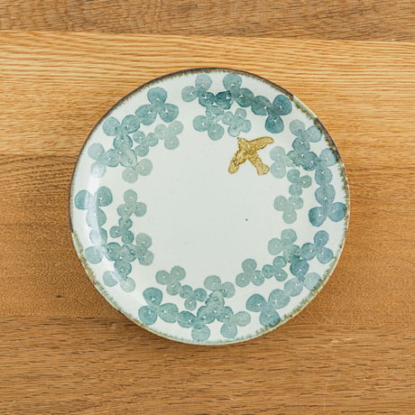 かとうようこ 陶作品「丸皿 15cm・みつば（緑）」