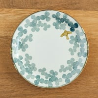 かとうようこ 陶作品「丸皿 18cm・みつば（緑）」