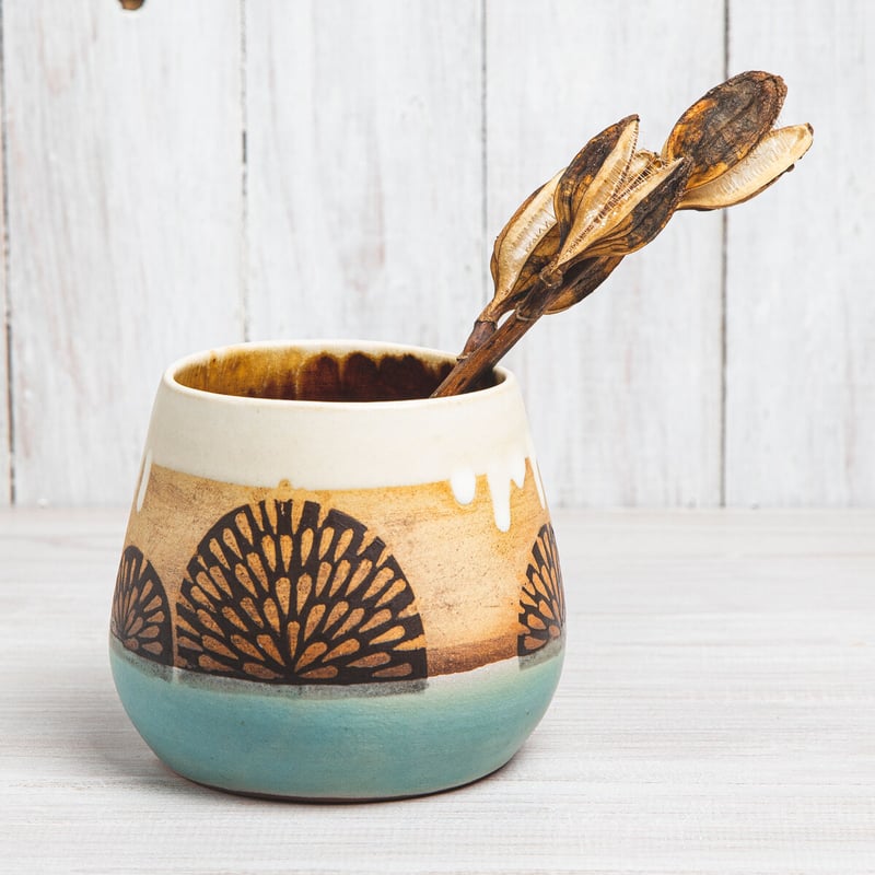 花器 ヴィンテージ ドイツ製 ミッドセンチュリー 陶器の花瓶