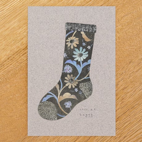 baggy ミニ原画「Floral Socks mini」