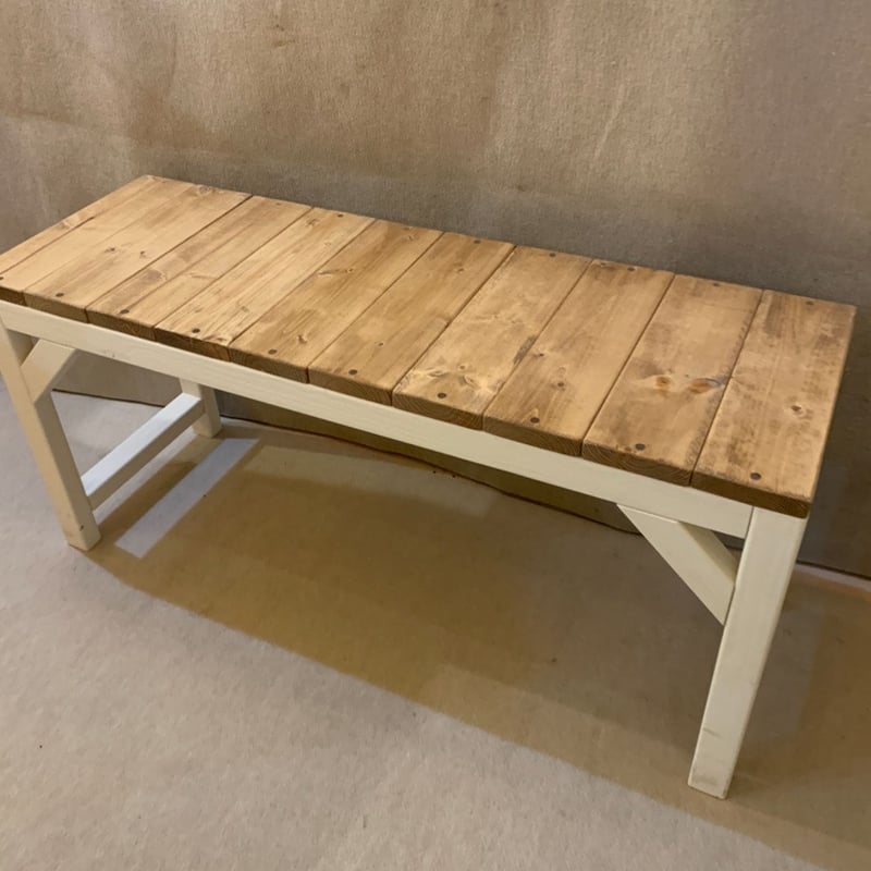 ベンチ（天板:ダーク、脚：白ペンキ） | Handmade Craft Shop ZELKOVA
