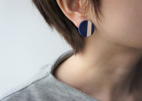 odenピアス・イヤリング(ネイビーボーダー)