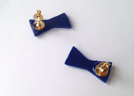 リボンピアス（ネイビー）