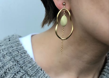 【14kgf】suiseiピアス・イヤリング(ピスタチオマーブル)