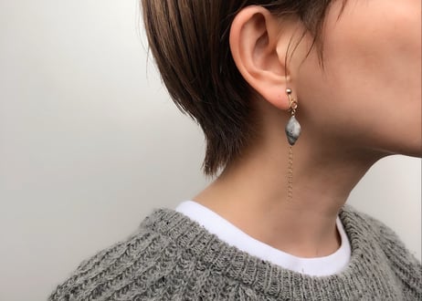 【14kgf】suiseiピアス・イヤリング(ブラックマーブル)