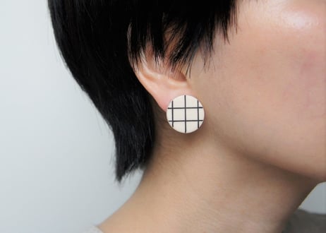 odenピアス・イヤリング(チェック×ロイヤルブルー)