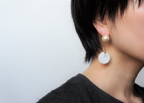 odenフープピアス（モカ×ブルーグレー）