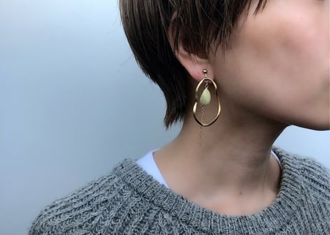insekiピアス・イヤリング(ピスタチオマーブル)