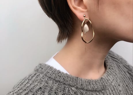 【14kgf】suiseiピアス・イヤリング(モカマーブル)