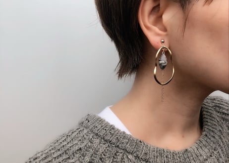 【14kgf】suiseiピアス・イヤリング(ブラックマーブル)