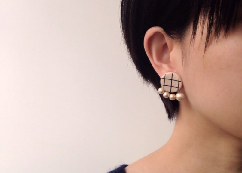 odenピアス・イヤリング(チェック×ロイヤルブルー) | piii