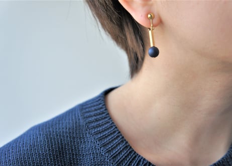 【WEB限定販売】パールピアス・イヤリング（ネイビー）