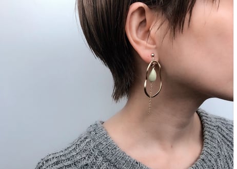 insekiピアス・イヤリング(ピスタチオマーブル)