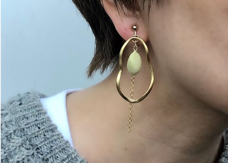 insekiピアス・イヤリング(ピスタチオマーブル)