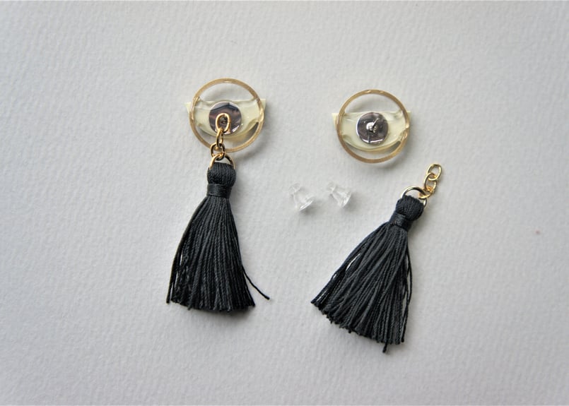 mikazukiピアス・イヤリング（ミスティ-グリーン×クロ） | piii 