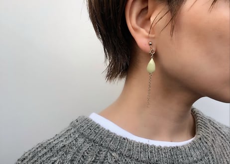 【14kgf】suiseiピアス・イヤリング(ピスタチオマーブル)