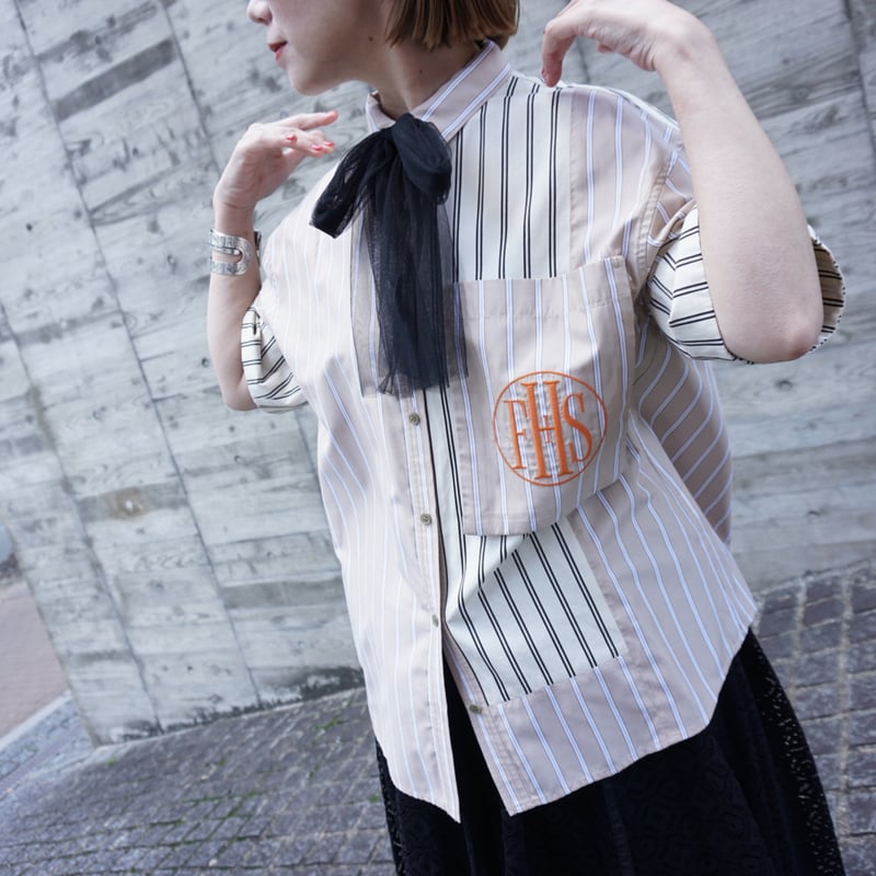 トーマスマグパイ　ストライプ長袖シャツ オレンジアクセント トーマスマグパイ ストライプ長袖シャツ オレンジアクセント トーマス