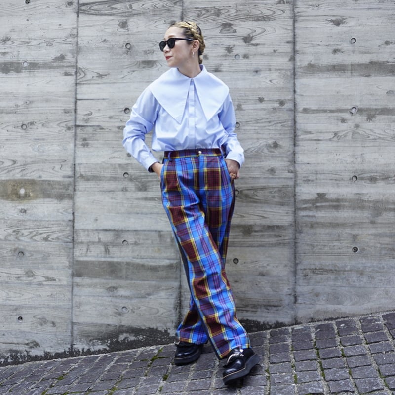 トーマスマグパイ ストライプ長袖シャツ オレンジアクセント トーマス