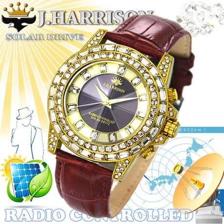 ジョンハリソン　JH-097GB・シャニングソーラー電波メンズ腕時計　【送料無料】