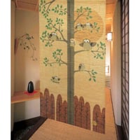 のれん　金運七福ろう ゴールド 【防炎加工】