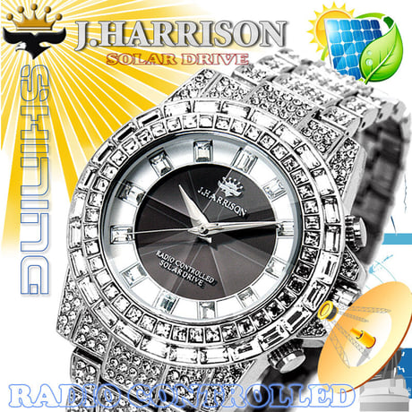 ジョンハリソン　JH-025SB　シャニングソーラー電波メンズ腕時計　【送料無料】