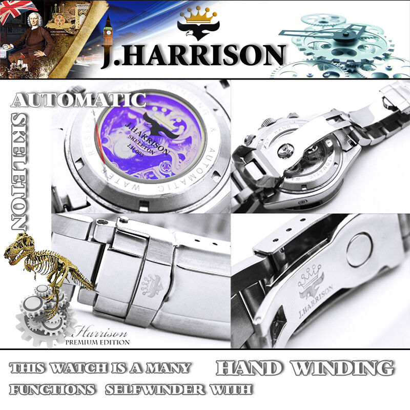 J.HARRISON ジョンハリソン スケルトン時計　JH-003SW 楽天市場】ジョン・ハリソン[J.HARRISON] 機械式多機能両面