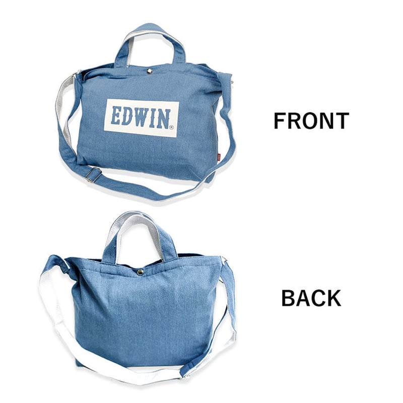 EDWIN エドウイン 2WAY ボックスロゴ ライトデニム ショルダートート