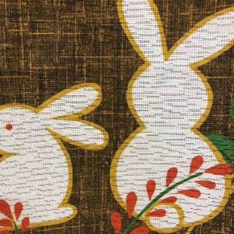のれん　防炎うさぎ　ゴールド　【防炎加工】