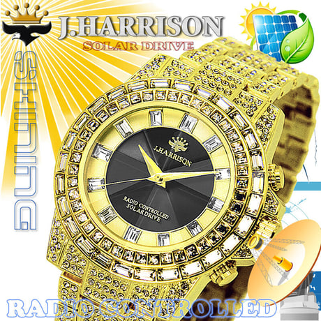 ジョンハリソン　JH-025GB　シャニングソーラー電波メンズ腕時計　【送料無料】