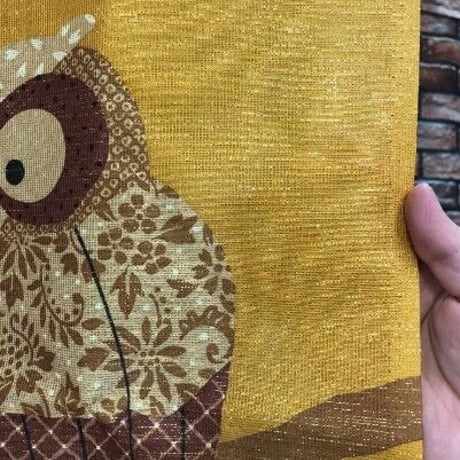 のれん　宿りふくろう　ゴールド　【金糸使用】