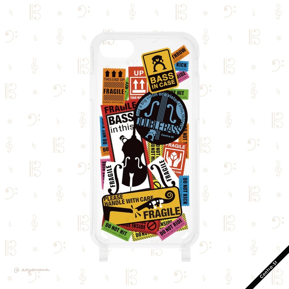 受注生産】ストラップ付きiPhoneケース［コントラバスのステッカー