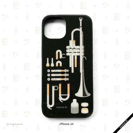 【受注生産】強化ガラスiPhoneケース［トランペット（シルバー）］