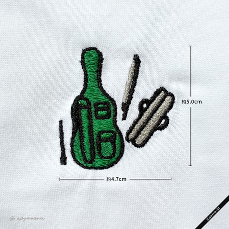 【受注生産】刺しゅうTシャツ［緑のコントラバスケース］