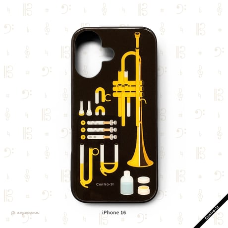 【受注生産】強化ガラスiPhoneケース［トランペット（ゴールド）］